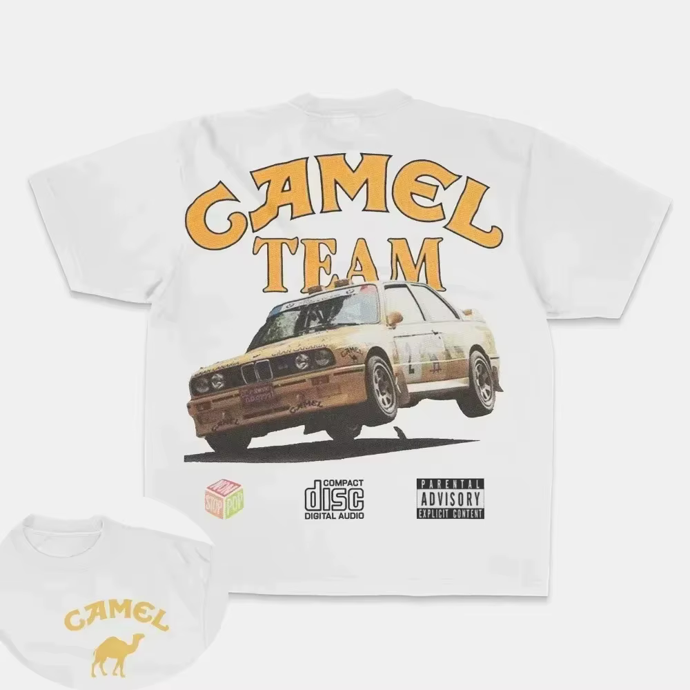 Nouveau T-shirt Rétro 2026 Camel Cigarettes en Coton Vintage, Manches Courtes, Décontracté, Streetwe