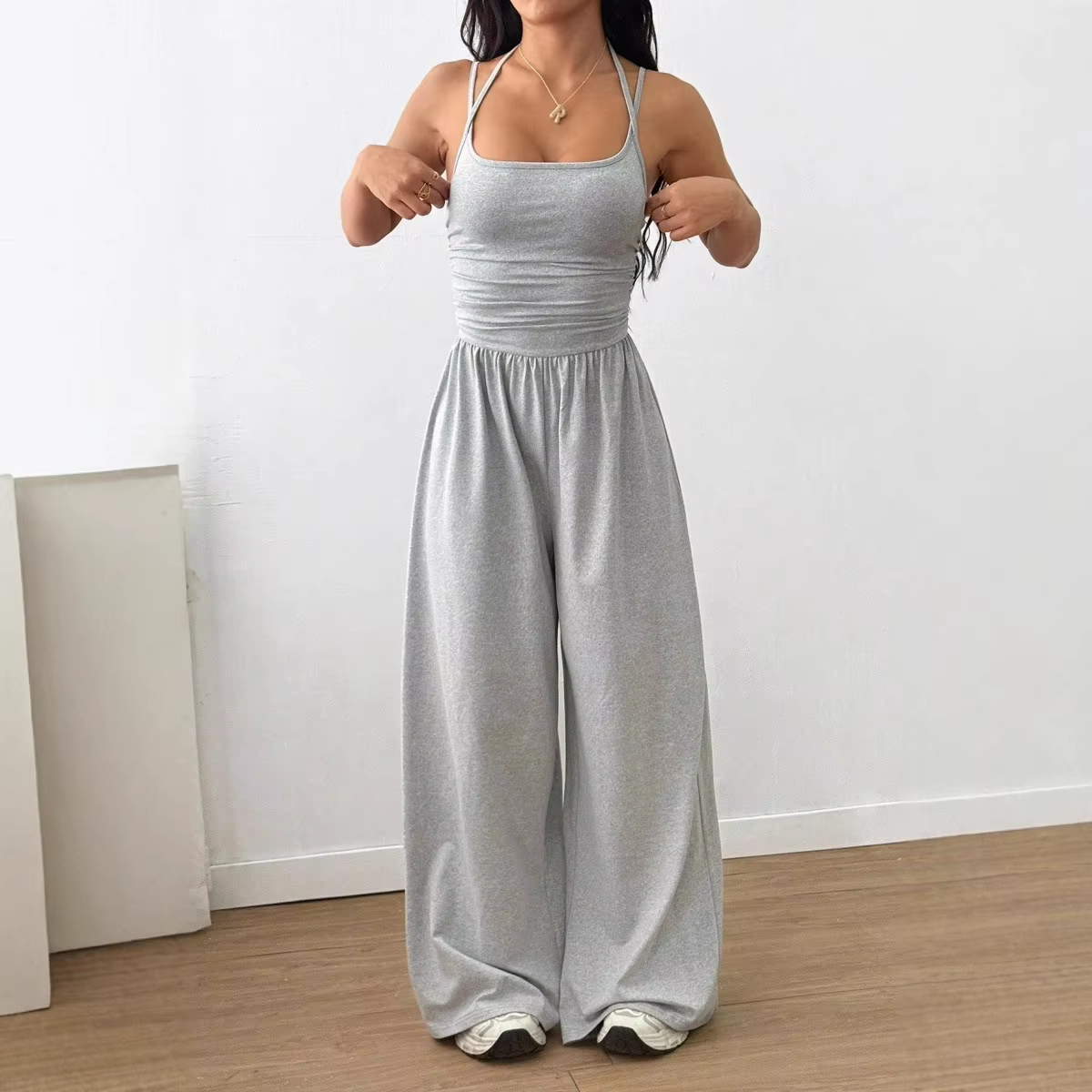 Combinaison pour femmes, couleur unie, Double sangle, coupe décontractée, pantalon décontracté, vête