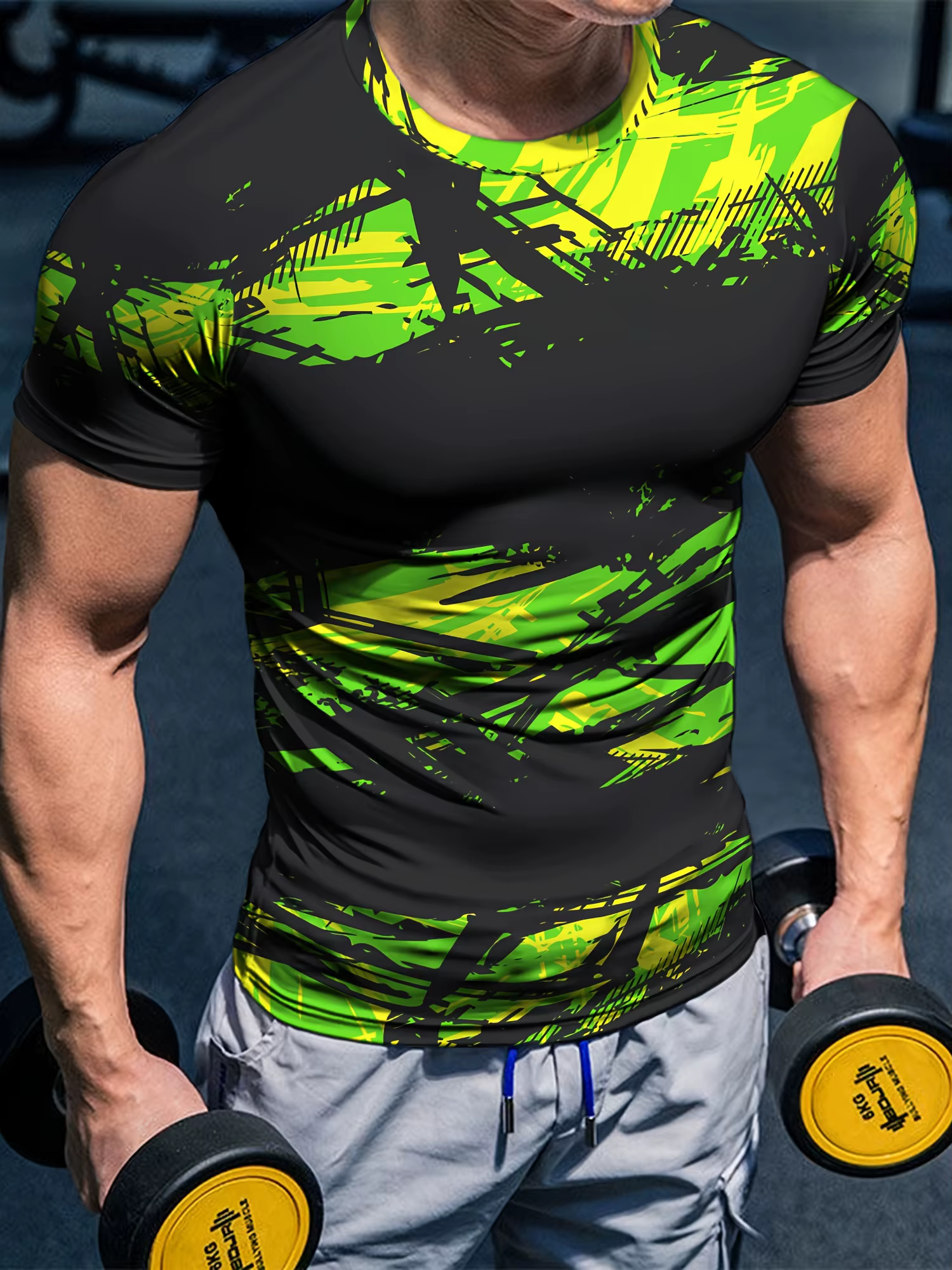 MenMuscle Training Gym T Shirt Muscle PattenS ports Jogging T-shirts à manches courtes Séchage rapid
