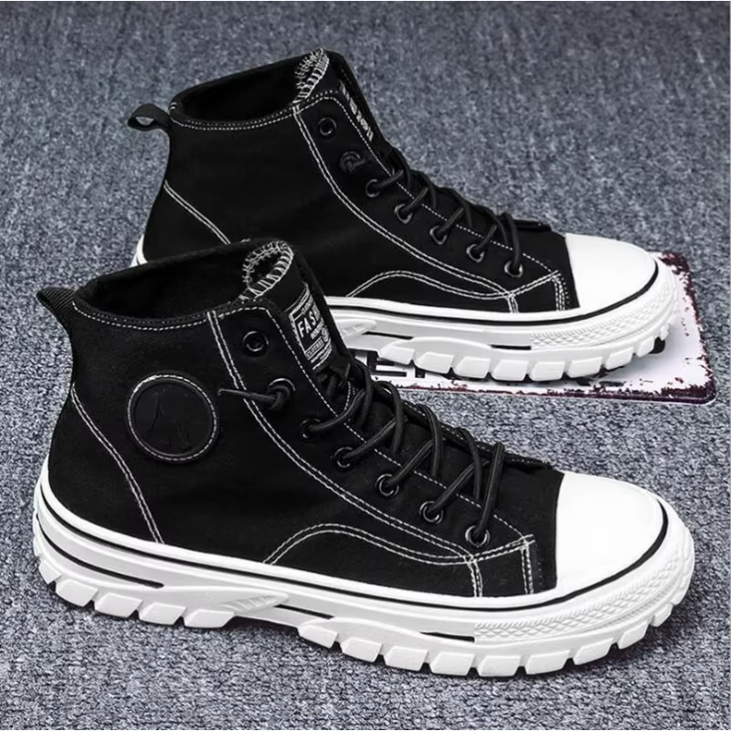 Chaussures en toile pour hommes, montantes, décontractées, respirantes, de sport, grises, vulcanisée