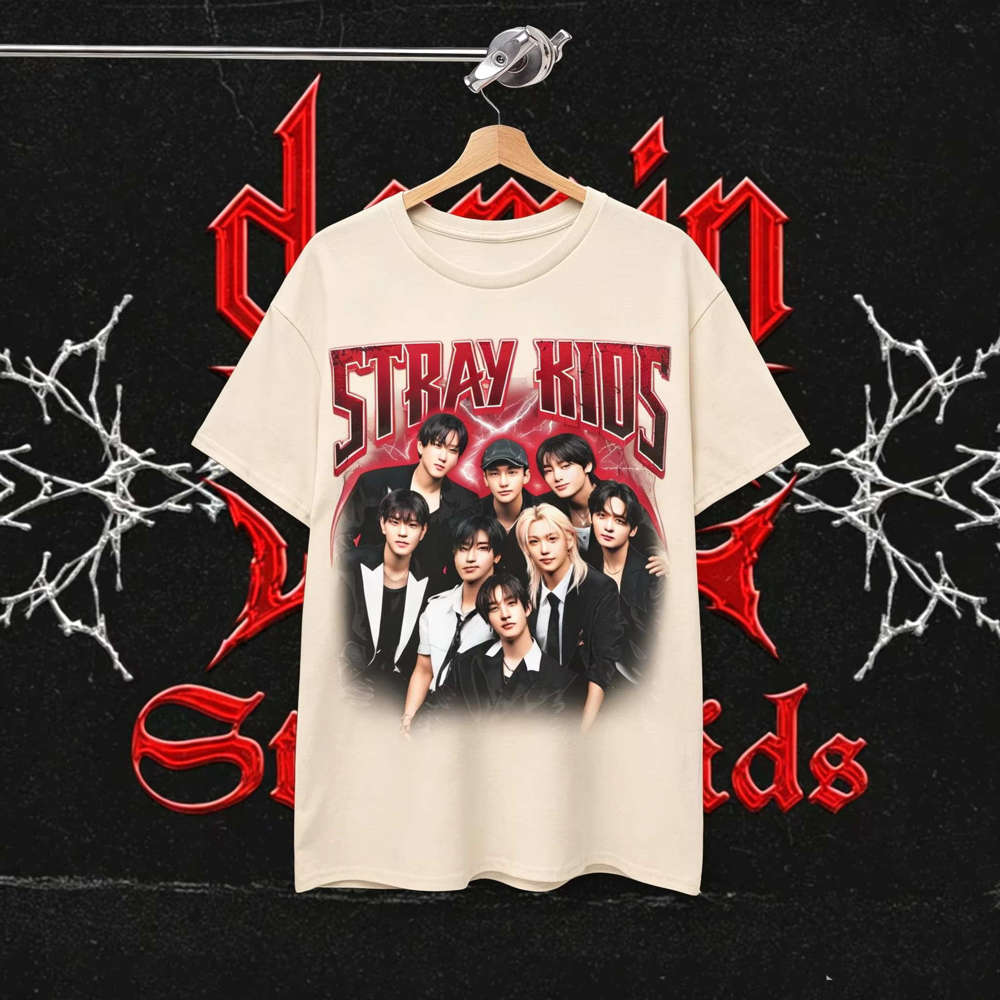 T-shirt graphique vintage années 90 Skz Members, T-shirt de concert Kpop Stray Kids, T-shirt Y2K got