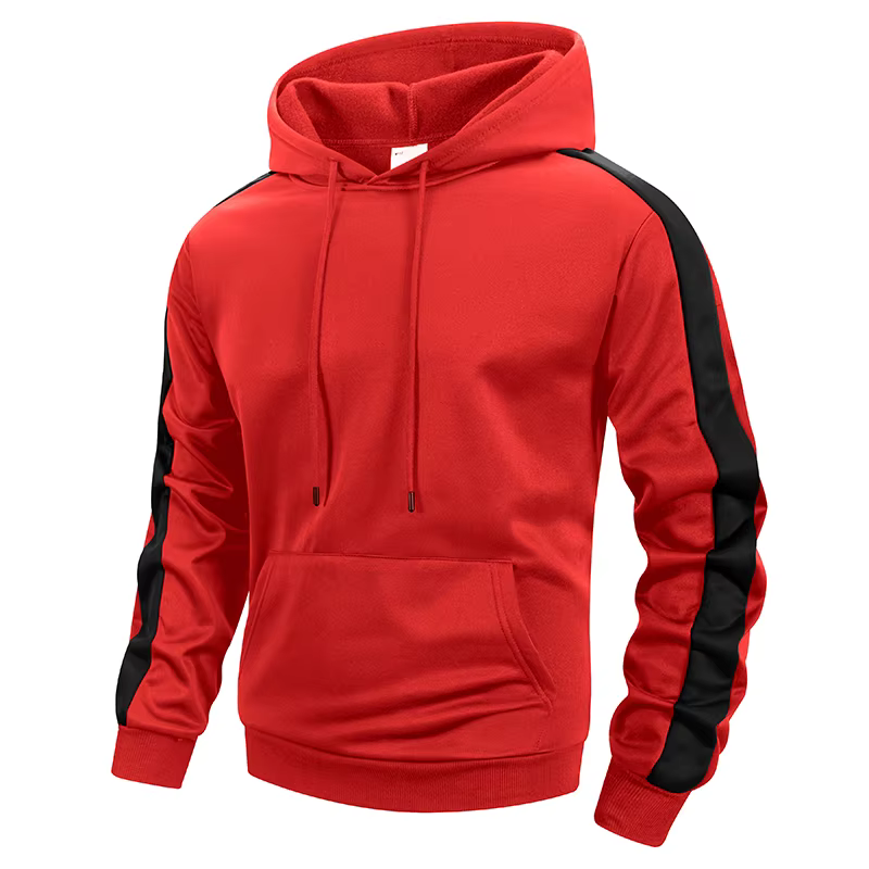 Sweat à capuche athlétique Colorblock Patchwork pour hommes, avec poche Kanga, pull chaud d'automne 