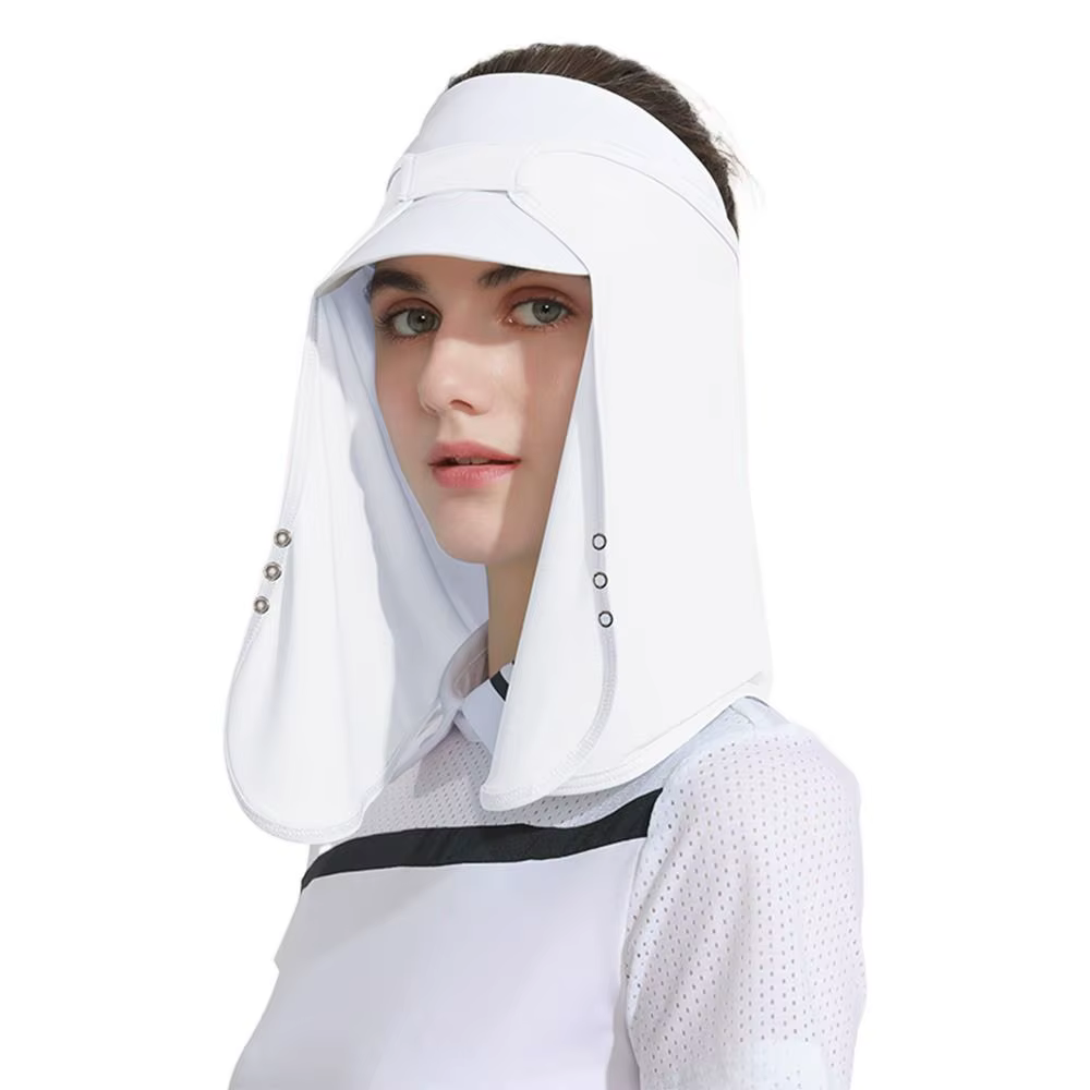 Casquette de cyclisme anti-UV avec protection faciale, chapeau de sport d'extérieur à visière vide, 