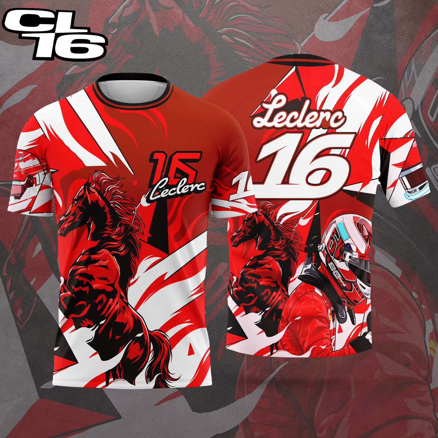 Nouvelle voiture de course 2026 # T-shirt pour fan de Charles Leclerc, 16Driver, décontracté d'été à