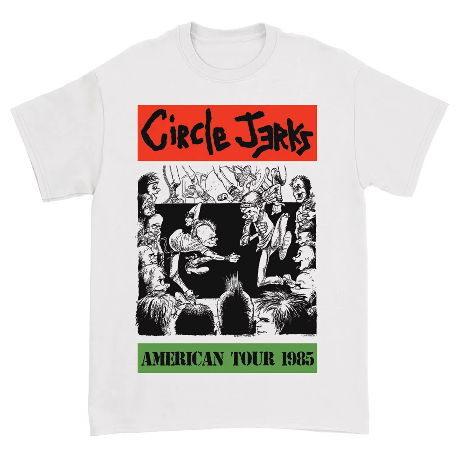 T-shirt CIRCLE JERKS 2026 Harcore Punk Rock Skanking Homme Qualité Coton Filé Anneauté Lavage Vintag