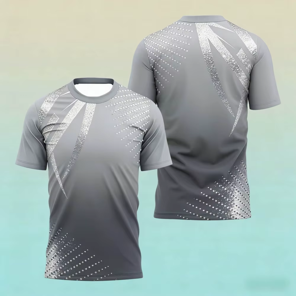 T-shirt d'entraînement de tennis de table pour hommes, tendance, d'été, col rond, manches courtes, d