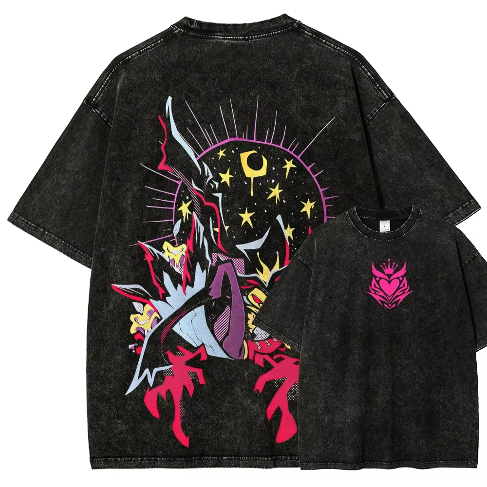 T-shirt délavé Helluva Boss, vêtements originaux, nouveau modèle, T-shirt Anime, vêtements toute l'a