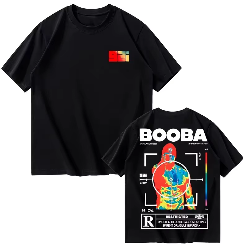 B2O T-shirts pour hommes et femmes, T-shirt à manches courtes en coton imprimé BOOBA, décontracté, S