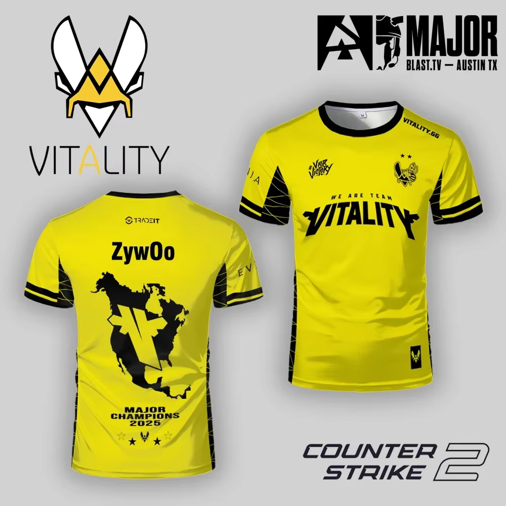 T-shirt de champion de la Major de CS2 Team Vitality pour hommes et femmes, T-shirt de sport d'été p