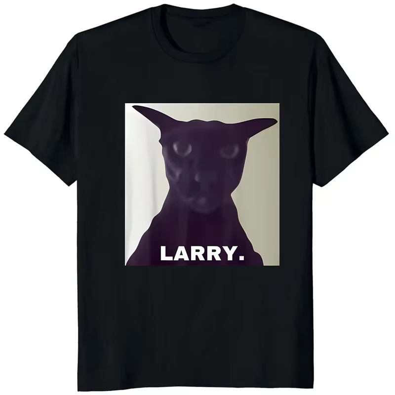 Evil Larry chat imprimé T-shirt hommes femmes Anime amant drôle décontracté ample Harajuku à manches