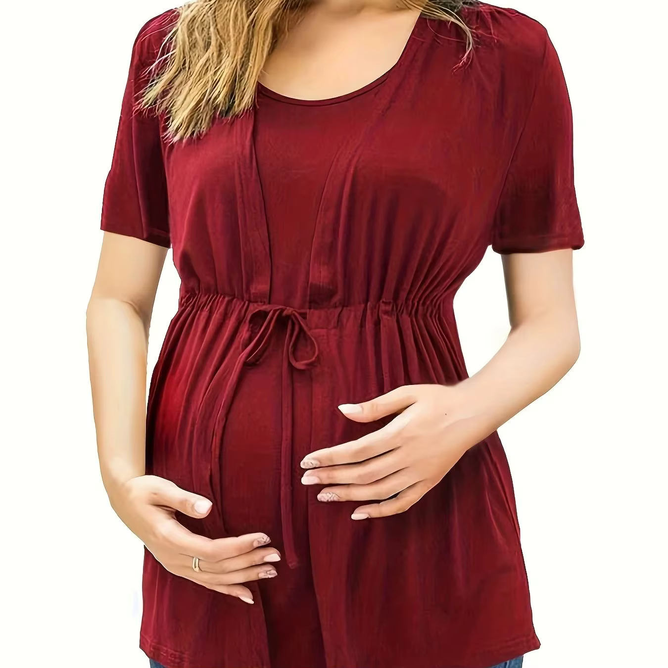 2025 maternité femmes chemise d'allaitement à manches courtes Double couche hauts d'allaitement T-sh