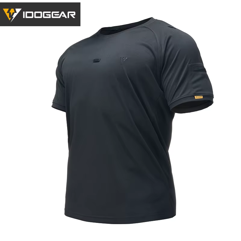 T-shirt tactique d'été IDOGEAR respirant à col rond, vêtements de sport athlétiques, t-shirt de gym 