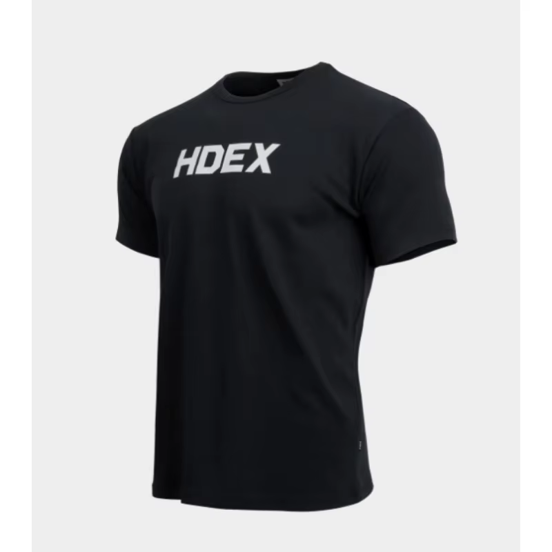 T-shirt noir imprimé pour homme, t-shirt à manches courtes et col rond qui évacue l'humidité, adapté