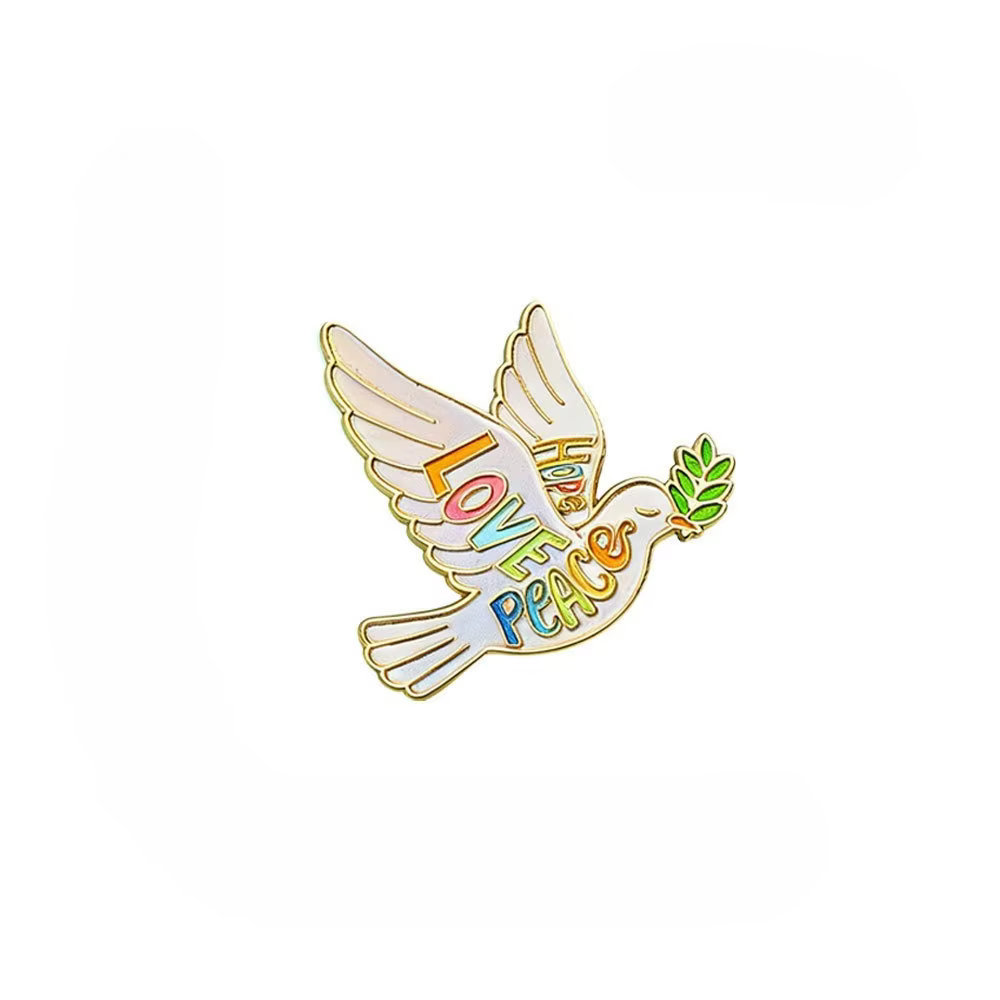 Broche Colombe de la Paix, Badge Thème Paix Mondiale Anti-Guerre, Branche d'Olivier, Accessoire de V