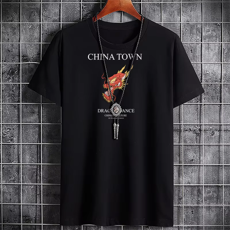 T-shirt graphique imprimé Dragon pour hommes, T-shirt pour hommes, T-shirt Crossfit, Harajuku, Mode,
