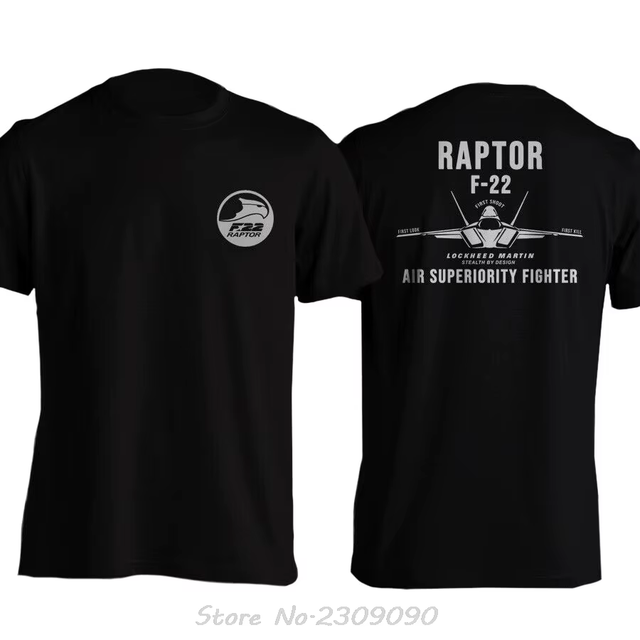 USAF Raptor F-22 chasseur supérieur militaire coton T-shirt décontracté col rond unisexe hauts t-shi