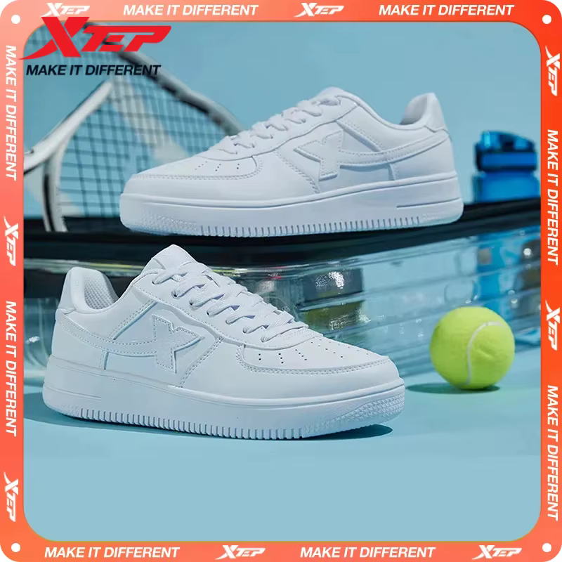 Xtep chaussures de skateboard antidérapant résistant à l'usure décontracté blanc Couple Skate basket