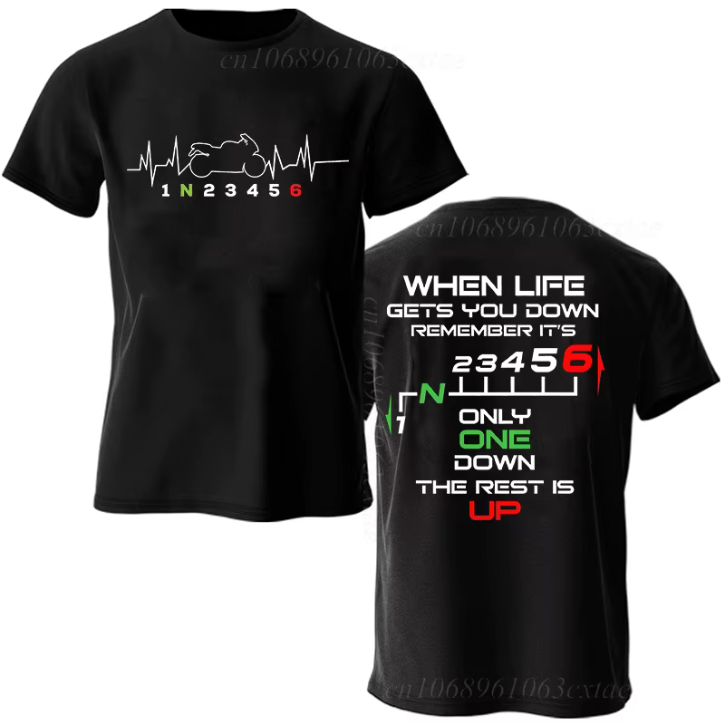 T-shirt graphique Heartbeat pour hommes, vêtements de motard, équipement de moto, décontracté, respi