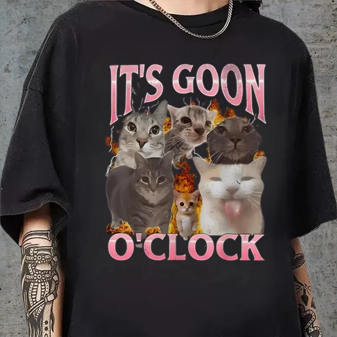 T's Goon O'Clock chat chemise drôle chat chemise mode t-shirt Vintage graphique t-shirts décontracté