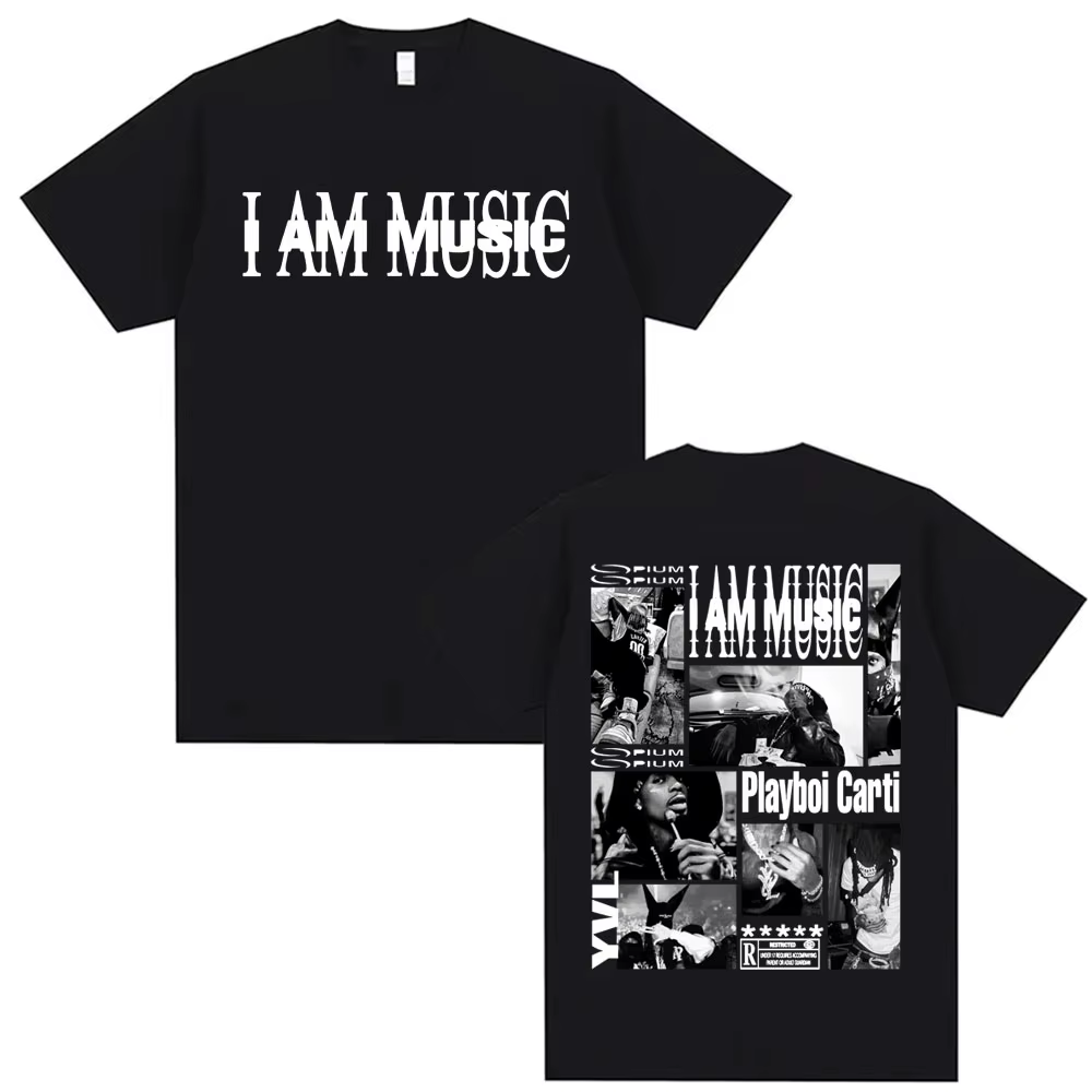 T-shirt pour homme avec logo de l'album I AM MUSIC du rappeur Playboi Carti, mode gothique, hip-hop,