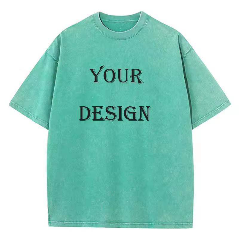 T-shirt unisexe en coton lavé, T-shirt imprimé personnalisé, haut Harajuku, DIY, votre photo ou logo