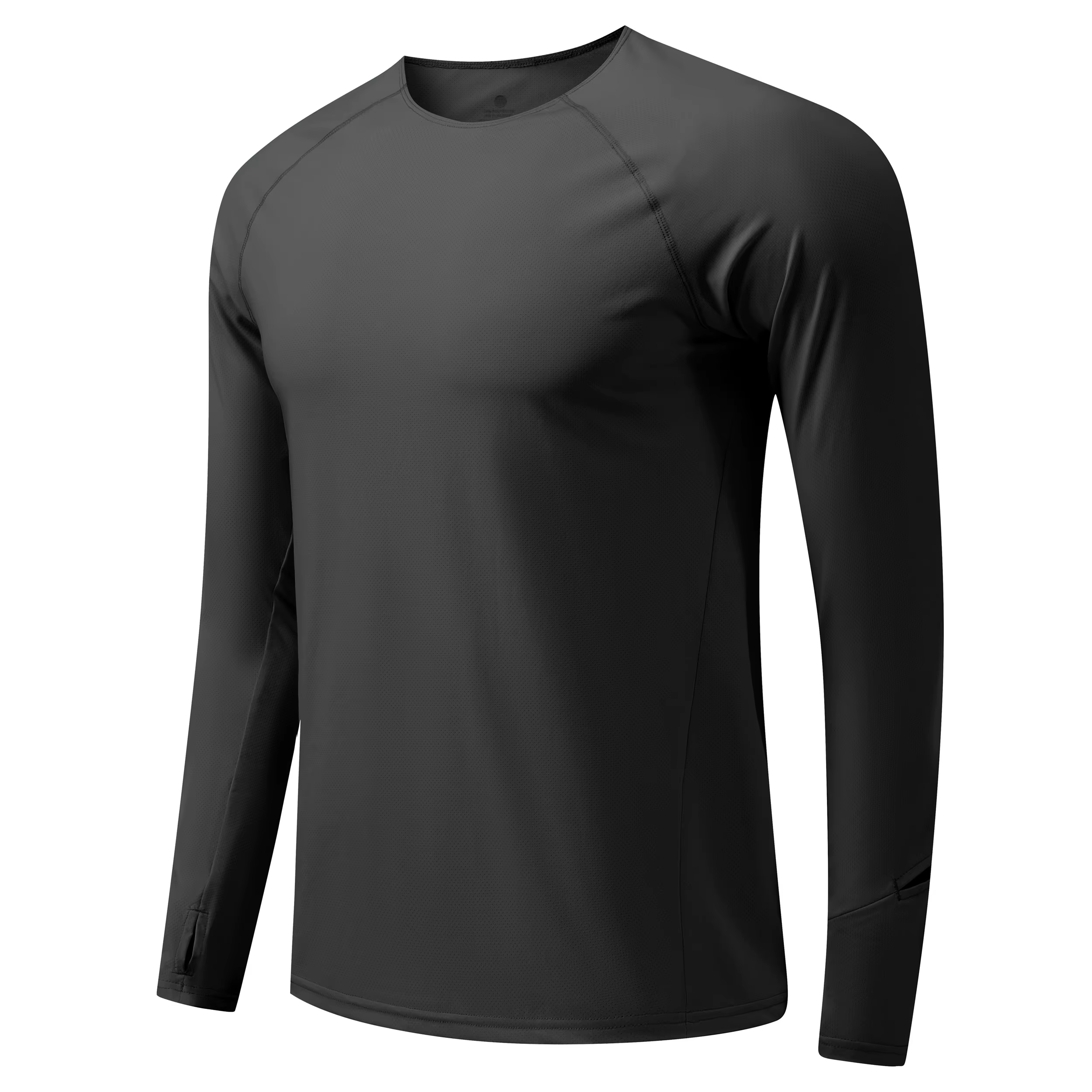 T-shirt de sport à manches longues pour homme, anti-UV, pour la course et l'entraînement, avec trou 