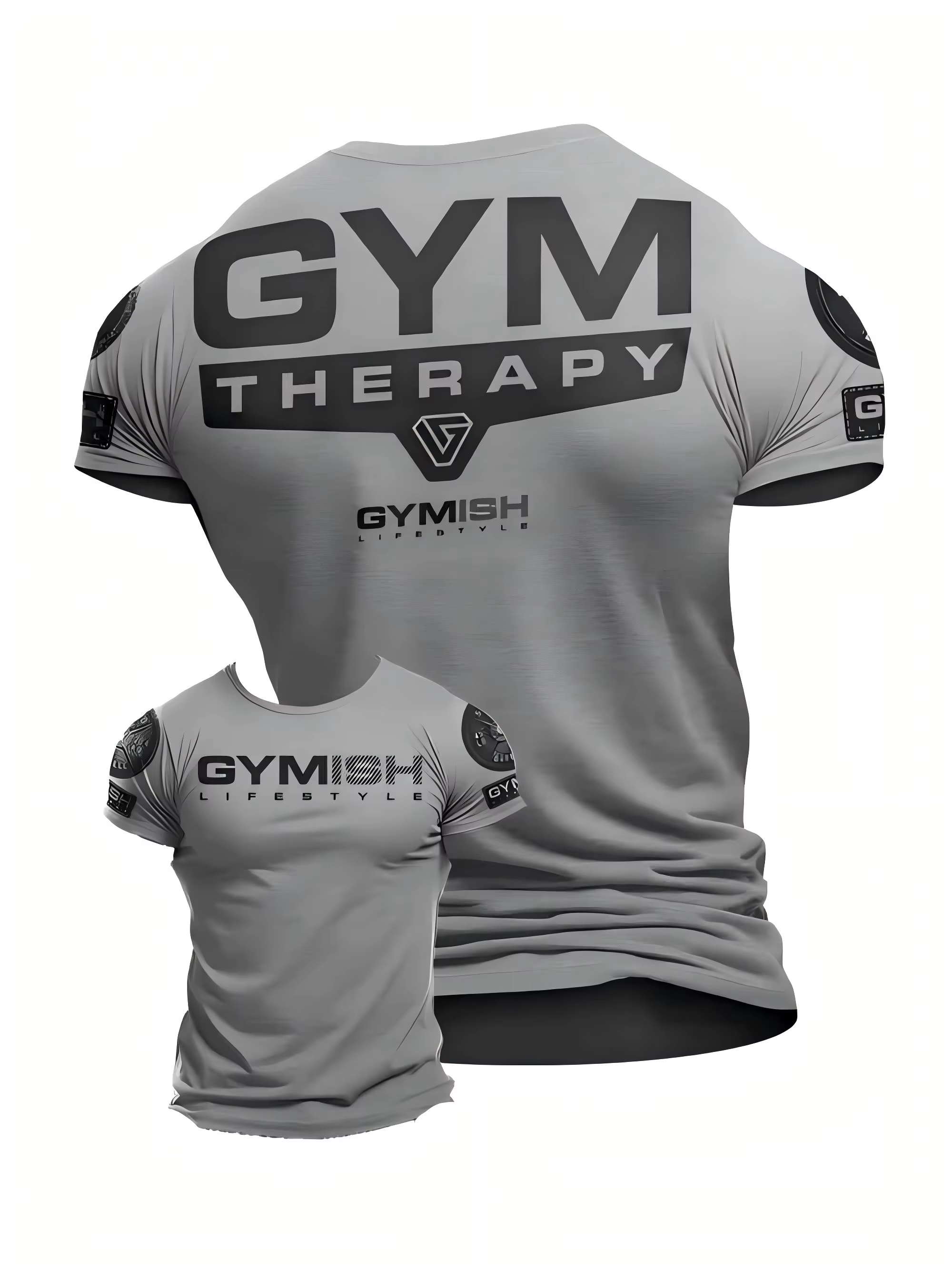 T-shirt col rond confortable et respirant pour hommes, mode d'été, entraînement musculaire, lettre i