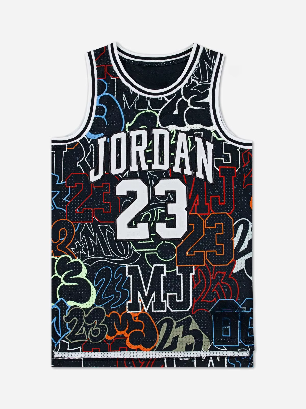 Débardeur de basket-ball Jordan 23 Family imprimé graffiti noir, multicolore, style urbain, séchage 