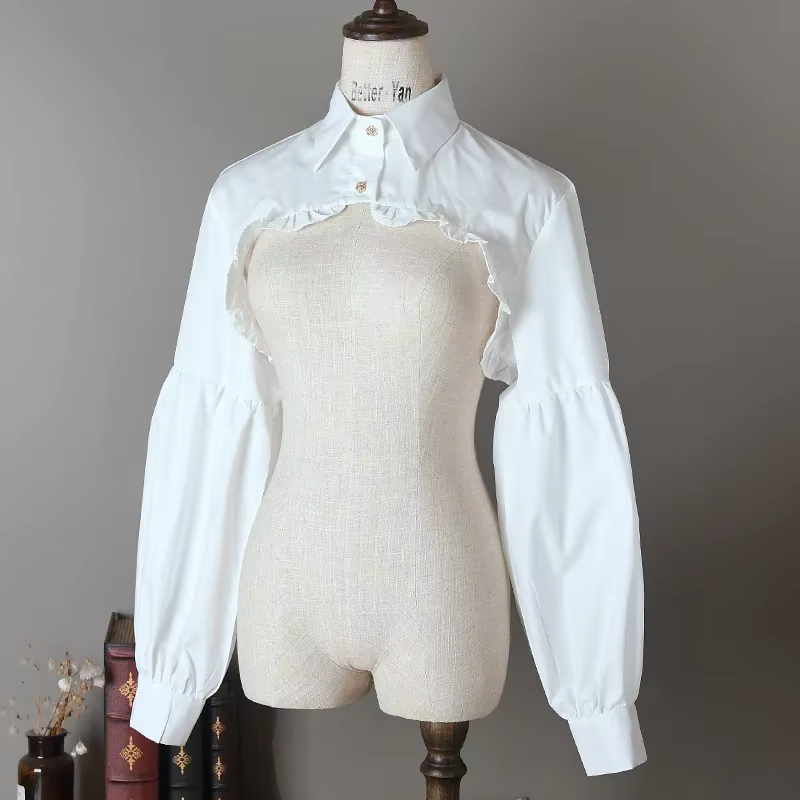 Couverture d'épaules en dentelle, pull à manches longues, boléro, haut court pour femmes, chemise en