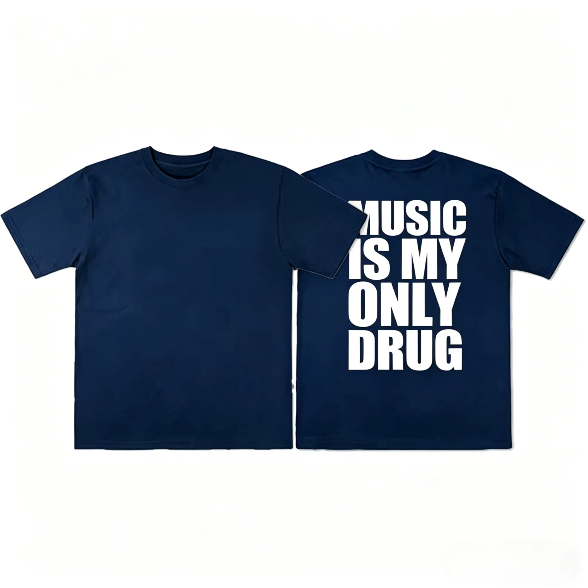 T-shirt à imprimé graphique humoristique 'La musique est ma seule drogue' - Collection Été 2026 - Vê