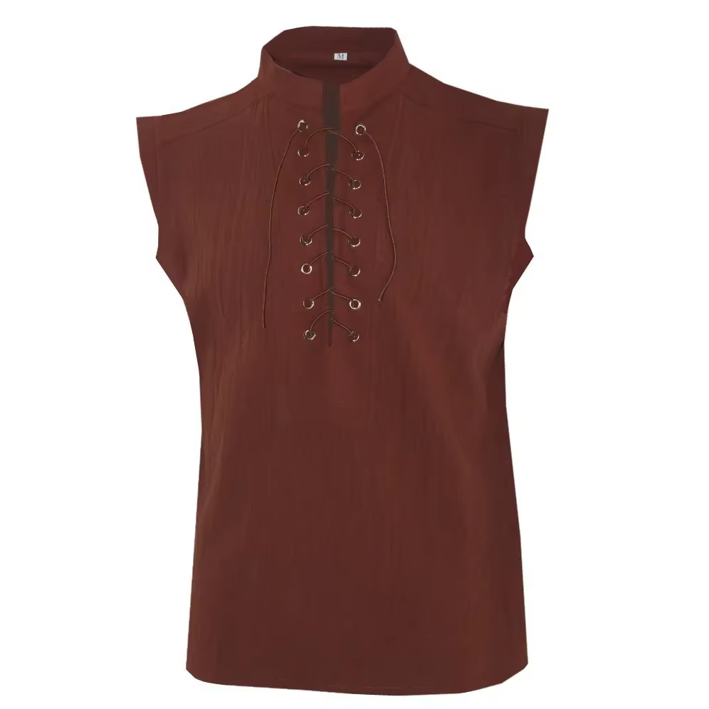 Hommes guerriers de la Renaissance médiévale chevalier Costume Robe chemise hauts T-Shirt sans manch