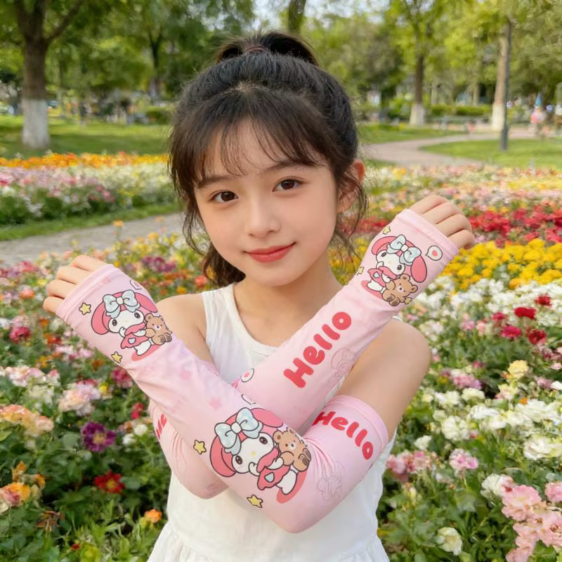Manches de bras rafraîchissantes imprimées Kuromi mignonnes pour femmes et filles, protection solair