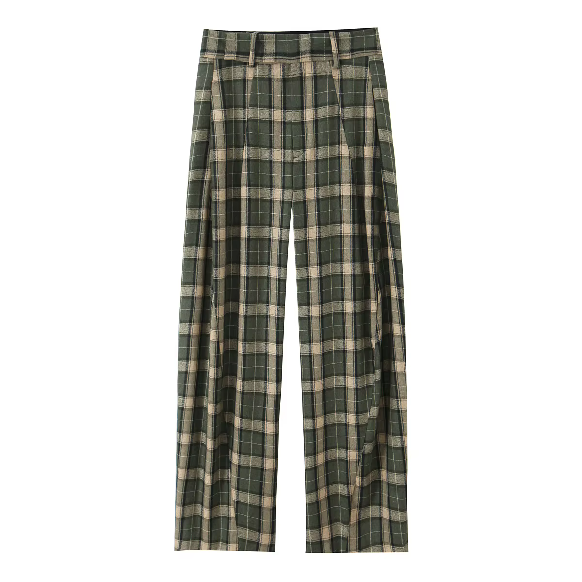 ZEVITY 2026 Nouveau pantalon large pour femme, style vintage, imprimé à carreaux contrastés, rétro, 