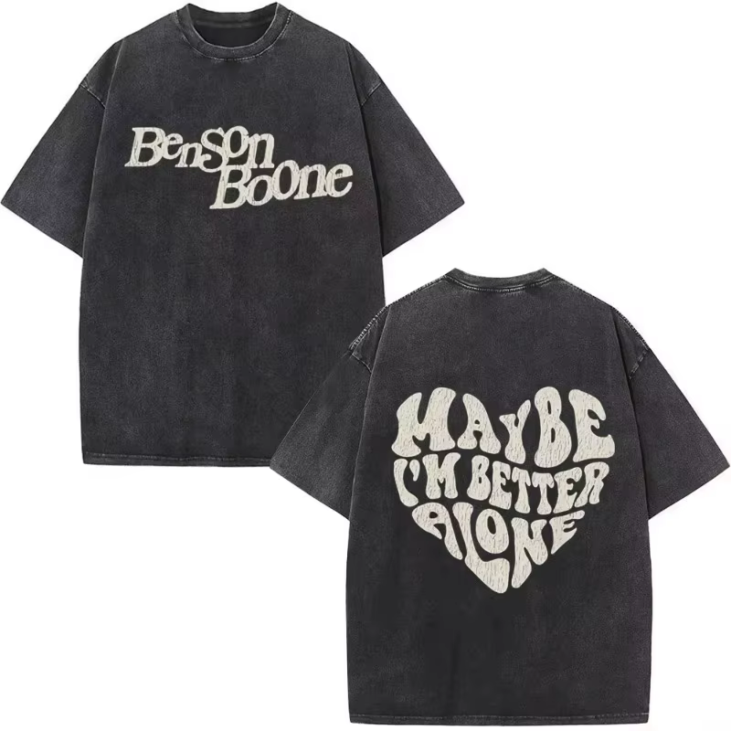 Peut-être que je suis mieux seul - T-shirts vintage lavés Benson Boone - Vêtements pour hommes et fe