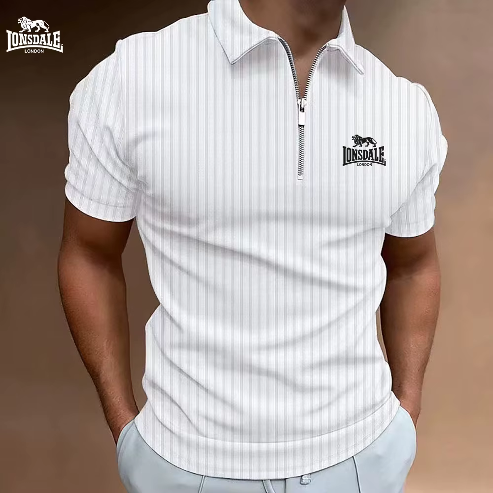 Nouveau polo à manches courtes pour hommes imprimé LONSDALE, 100% fibre de polyester, décontracté, c
