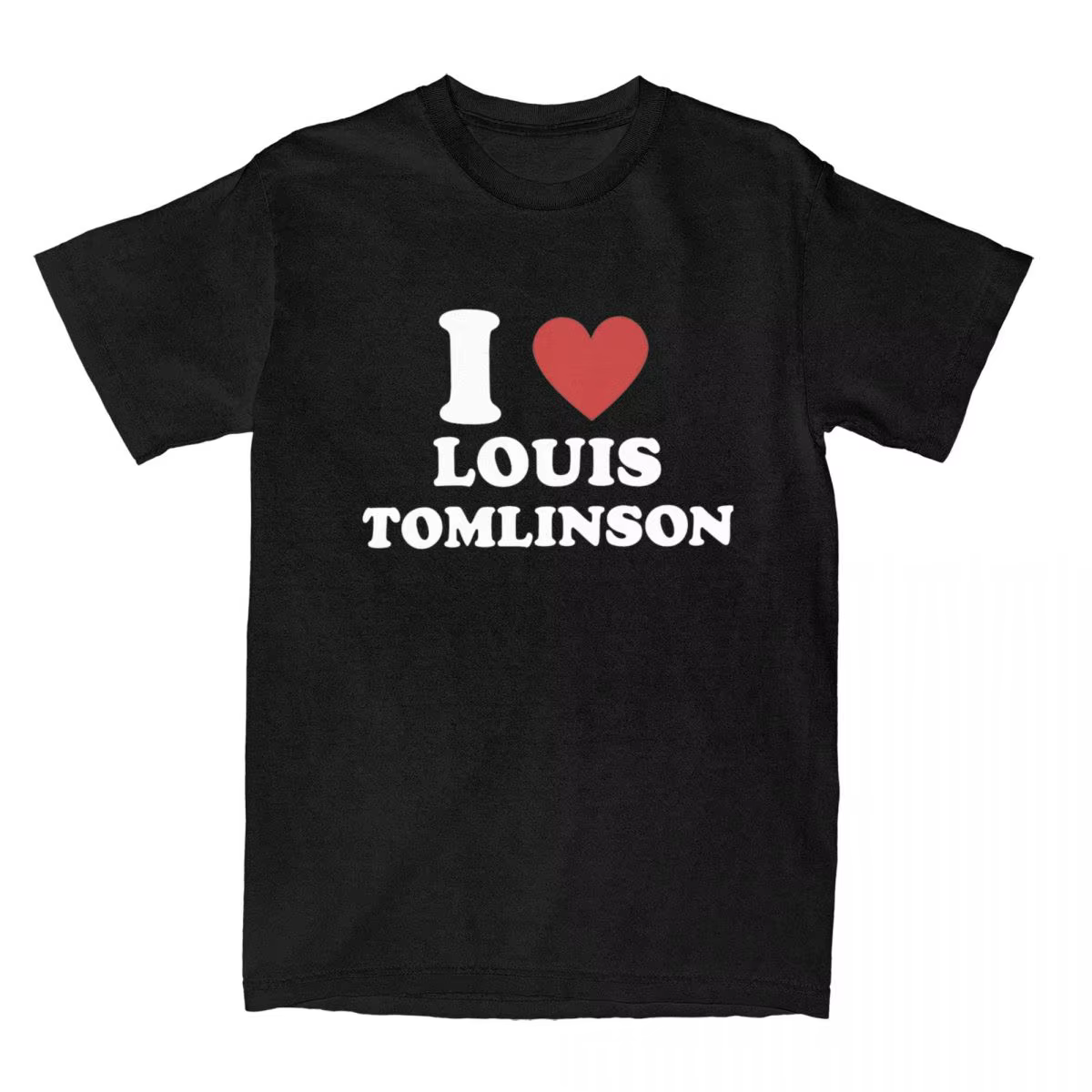 T-Shirt à Manches Courtes et Col Rond pour Homme, Vêtement de ix, 100% Coton, I Love Louis Tomlinson