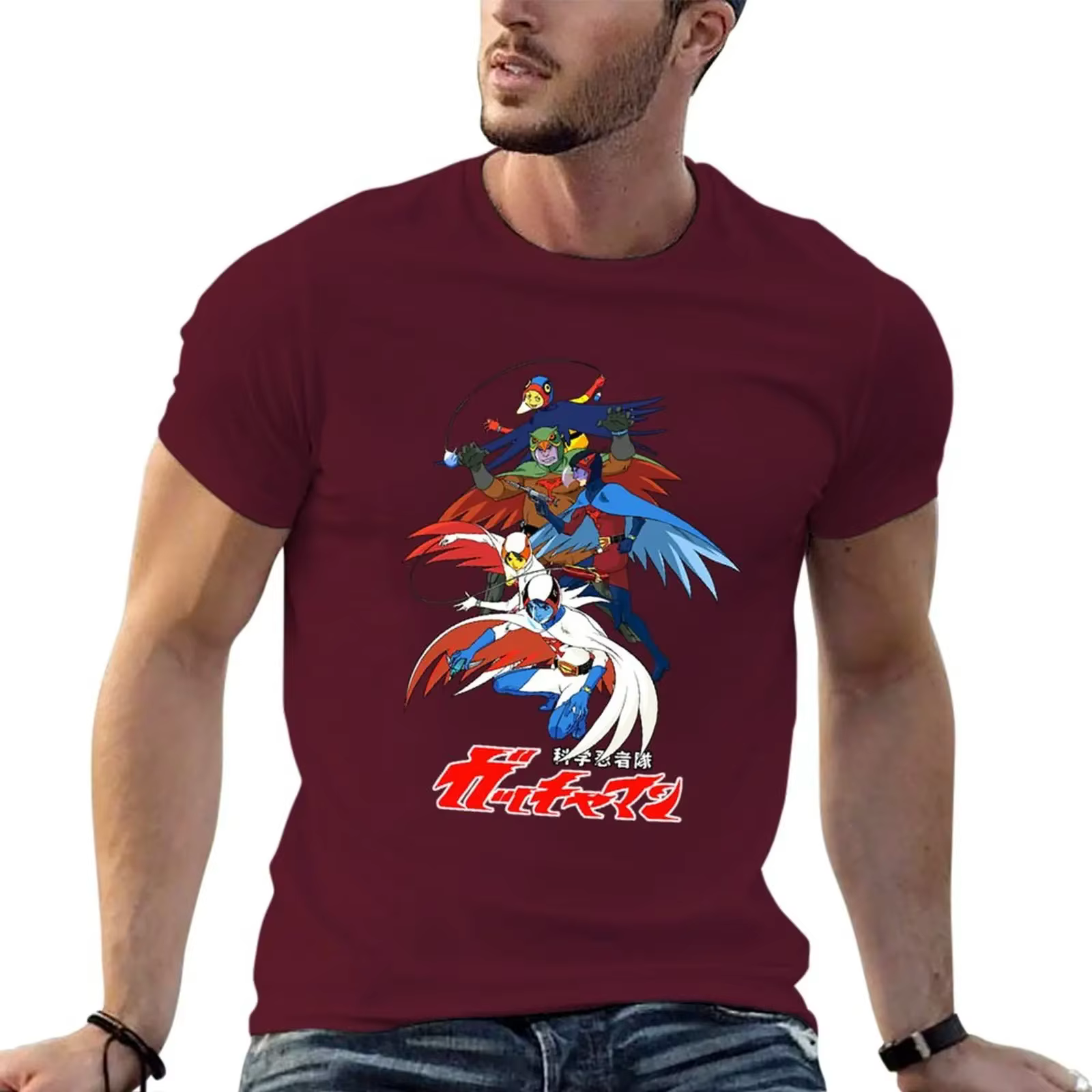 T-shirt Gatchaman G-Force pour hommes, imprimé animal, grande taille, uni, blanc, garçons, nouveau