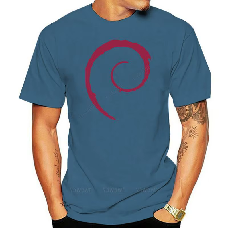 T-shirt unisexe à manches courtes pour hommes, style vintage, Debian, Spiral officiel, SwimposLogo, 