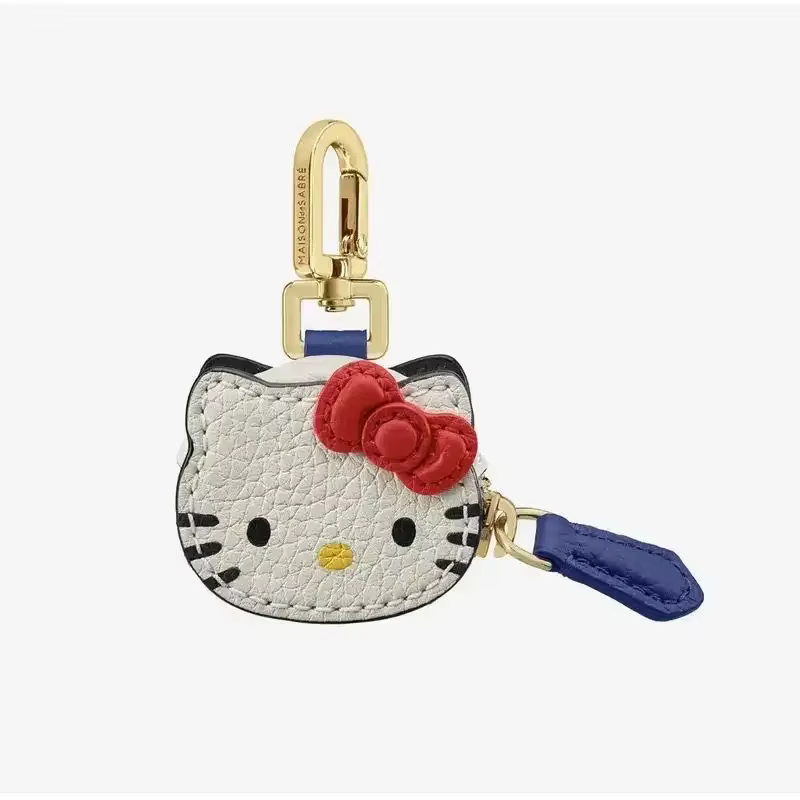 Porte-clés en cuir Hello Kitty Kawaii, pendentif personnalisé, accessoires de mode créatifs pour vêt