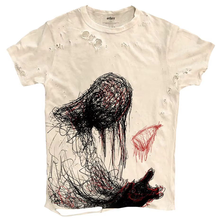 Graffiti déchiré hommes t-shirts Punk Harajuku Streetwear déchiré T-shirt été décontracté ample T-sh