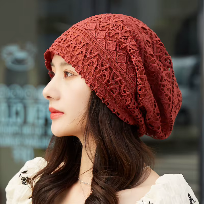 Femmes chapeaux printemps été bonnets fins pour femmes concepteur dentelle fleur Skullies foulard ch