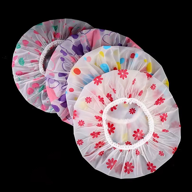 Bonnet de douche imprimé réglable, de haute qualité, réutilisable, avec bande élastique, adapté aux 