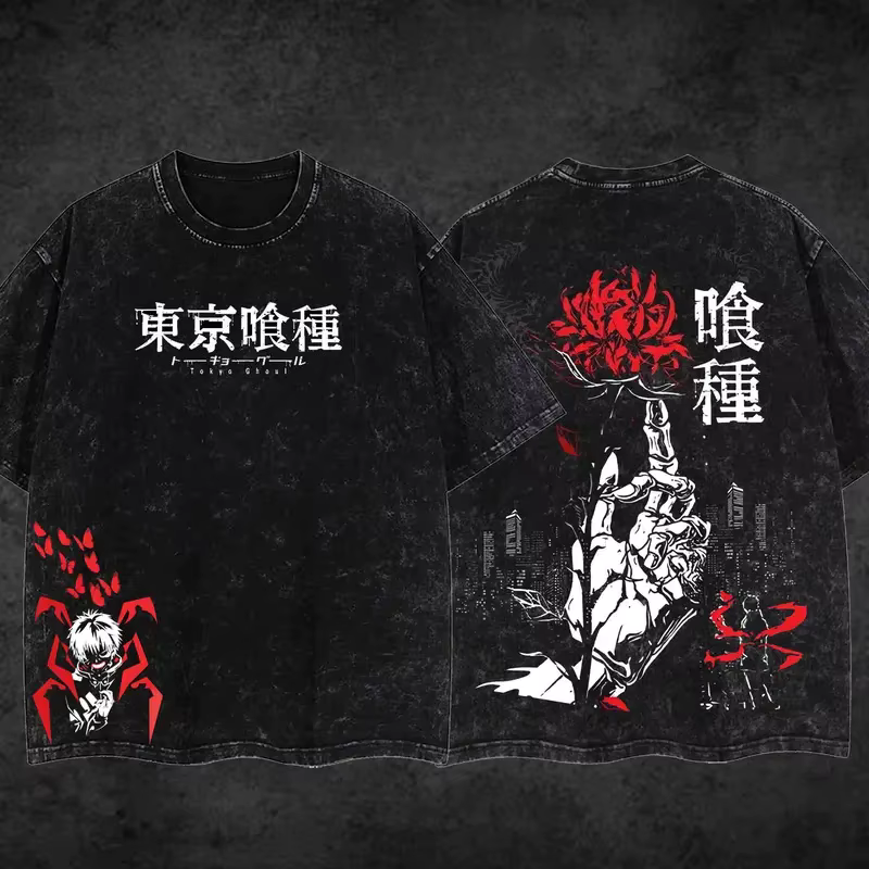 T-shirt imprimé Kaneki Ken, Anime Tokyo Ghoul, vêtements pour hommes et femmes, t-shirts en coton, t