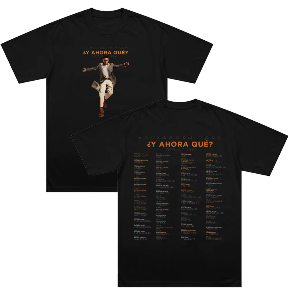 Alejandro Sanz Y AVEC QUE S'ENSUITE? T-shirt World Tour à la mode, surdimensionné, décontracté, à ma