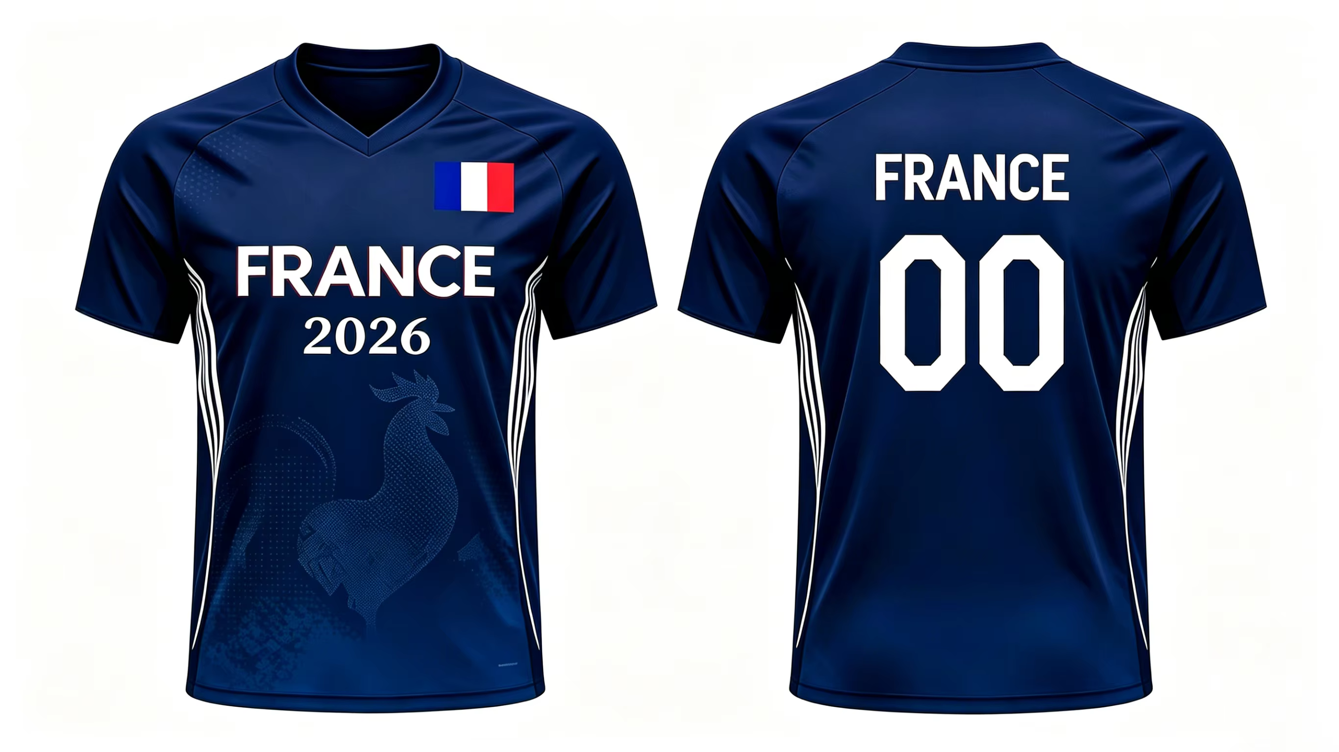 Maillot de football imprimé drapeau français 2026, T-shirt de sport à séchage rapide, uniforme d'ent