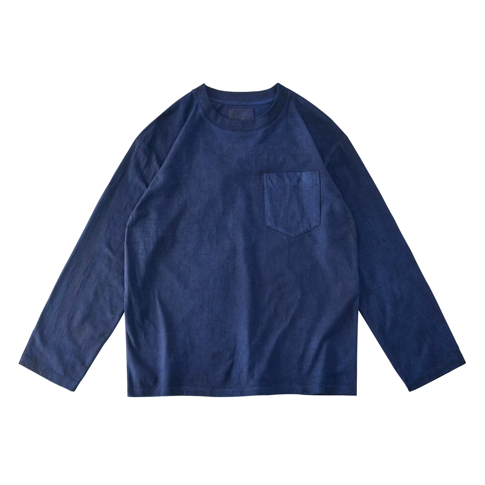Indigo Botanique-Tint Heavyweight 250gsm T-shirt en coton peigné - T-shirts à manches longues à épau