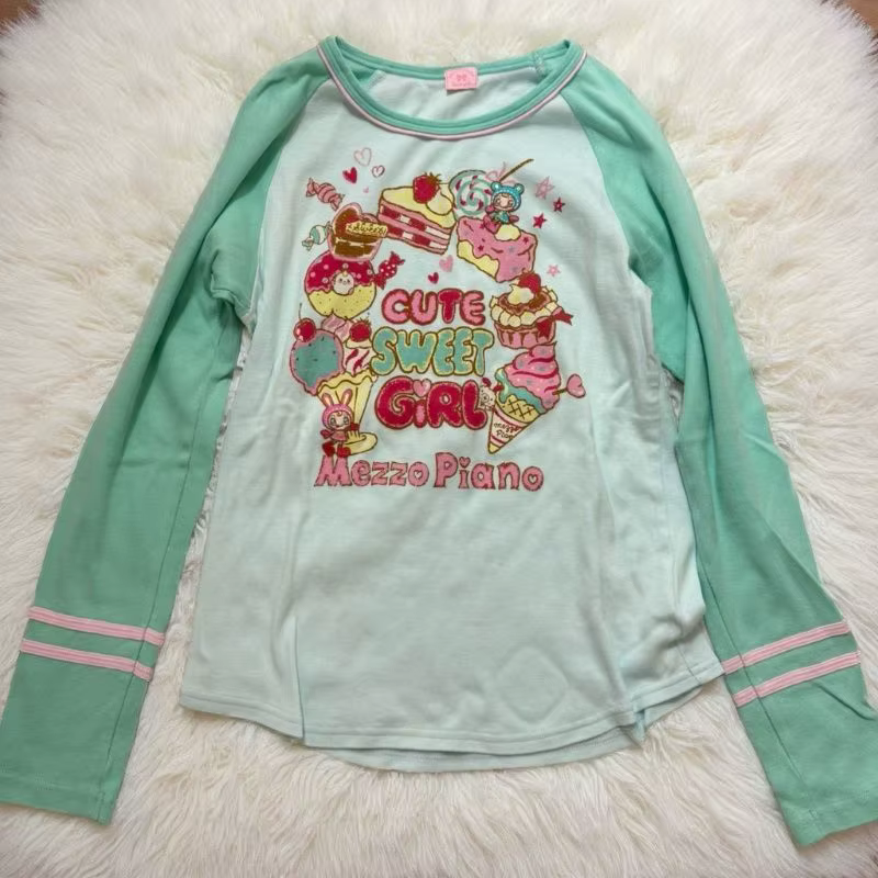 T-shirt Raglan à manches longues Jojifuku pour fille, motif dessin animé japonais mignon, imprimé cr