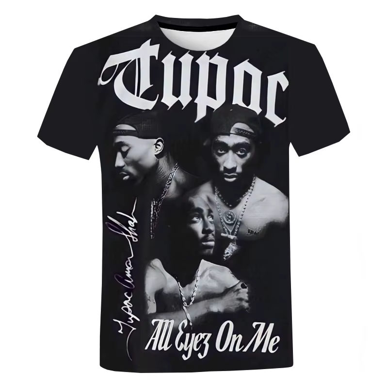 T-shirt surdimensionné pour homme Rapper 2PAC Hip Hop, mode décontractée d'été, style Harajuku, col 