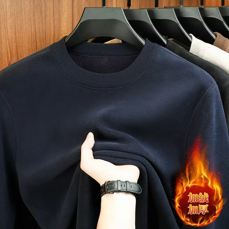 Sweat à capuche en velours pour hommes, manches longues, col rond, couleur unie, mode décontractée, 