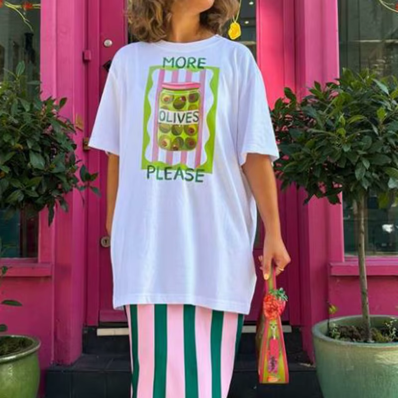 T-Shirt imprimé Vintage pour femmes, 100% coton, manches courtes, col rond, chemisier, Style rétro